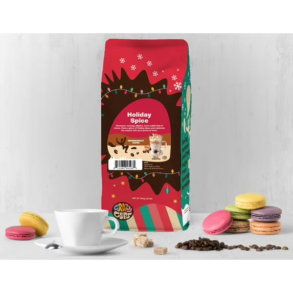 Crazy Cups Flavored Ground Holiday Coffee, Holiday Spice Coffee in 10 oz Bag, For Brewing Flavored Hot or Iced Coffee, 3 pack