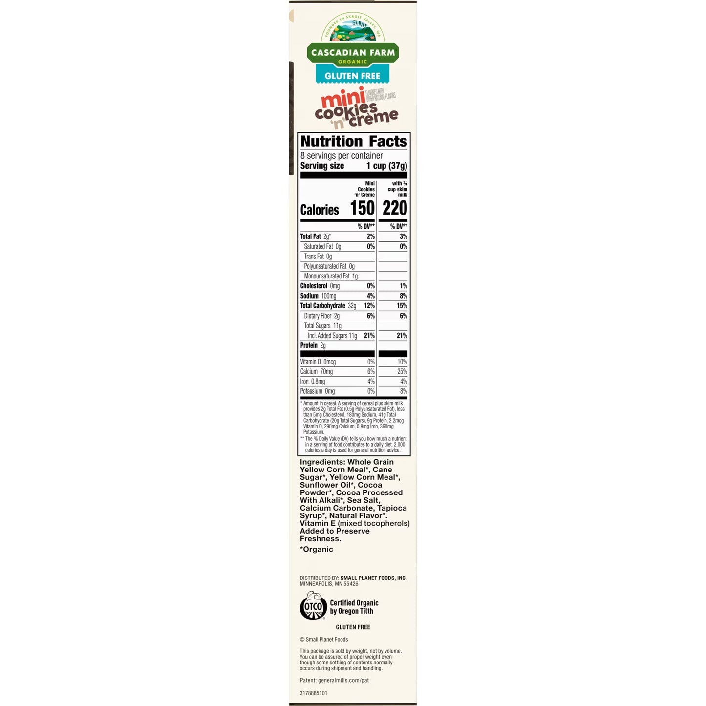 Cascadian Farm Organic Mini Cookies 'n' Crème, Gluten Free Cereal, Non-GMO, 10.7 oz