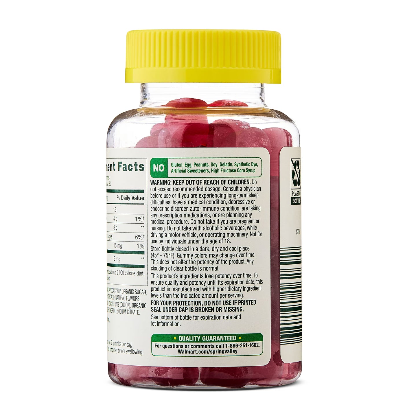 (3 pack) Spring Valley Melatonin Dietary Supplement Gummies, Strawberry, 5 mg, 60 Count