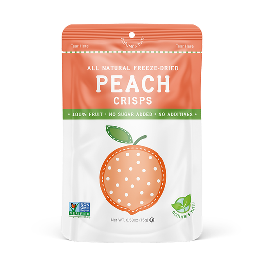 Nature's Turn Freeze-Dried Peach Crisps, No Added Sugar, Healthy Natural Fruit Crisp Snack for School Lunches, 6 Pack (1.2 oz Each)