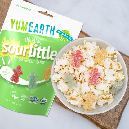 YumEarth Organic Sour Littles, Assorted Flavors Sour Chew Candy, Gluten Free, Shelf-Stable, 5 oz Bag