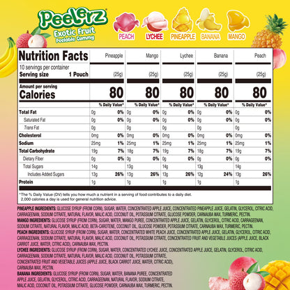 Amos Peelerz Exotic Fruit Gummy Candy, Variety Pack Candy Individually Wrapped Pack 8.47 oz