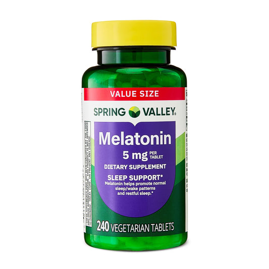 (3 pack) Spring Valley Melatonin Tablets Sleep Support Dietary Supplement Value Size, 5 mg, 240 Count