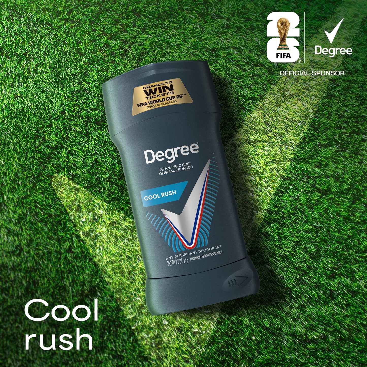 (2 pack) Degree Men Antiperspirant Deodorant 72-Hour Sweat and Odor Protection Cool Rush Antiperspirant For Men With Body Heat Activated Technology, 2.6 oz