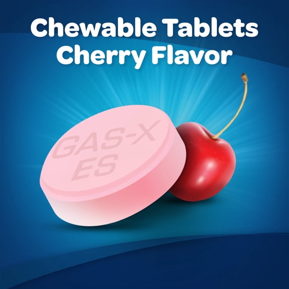Gas-X Extra Strength Chewable Gas Relief Tablets With Simethicone 125 Mg, Cherry - 18 Count
