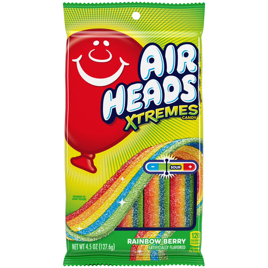 Airheads Xtremes Belts Chewy Candy, Rainbow Berry Fruit Flavor Artificially Flavored, 4.5 Ounces