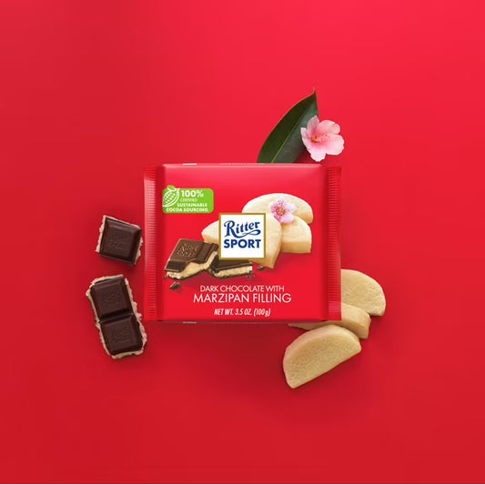 Ritter Sport Dark Chocolate with Marzipan 3.5oz Bar May Contain Nuts