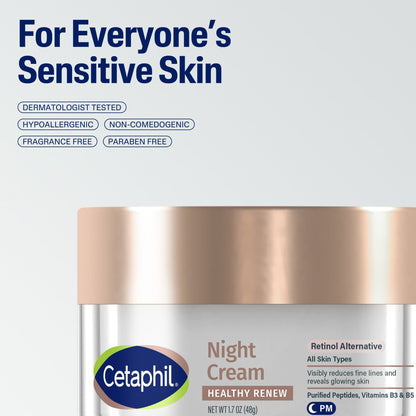 Cetaphil Healthy Renew Night Cream for Sensitive Skin with Anti-Aging, 1.7 oz