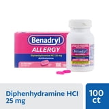 Benadryl Allergy Medicine for Adults, Ultratablets, 25 mg Diphenhydramine HCl, 100 Count Size