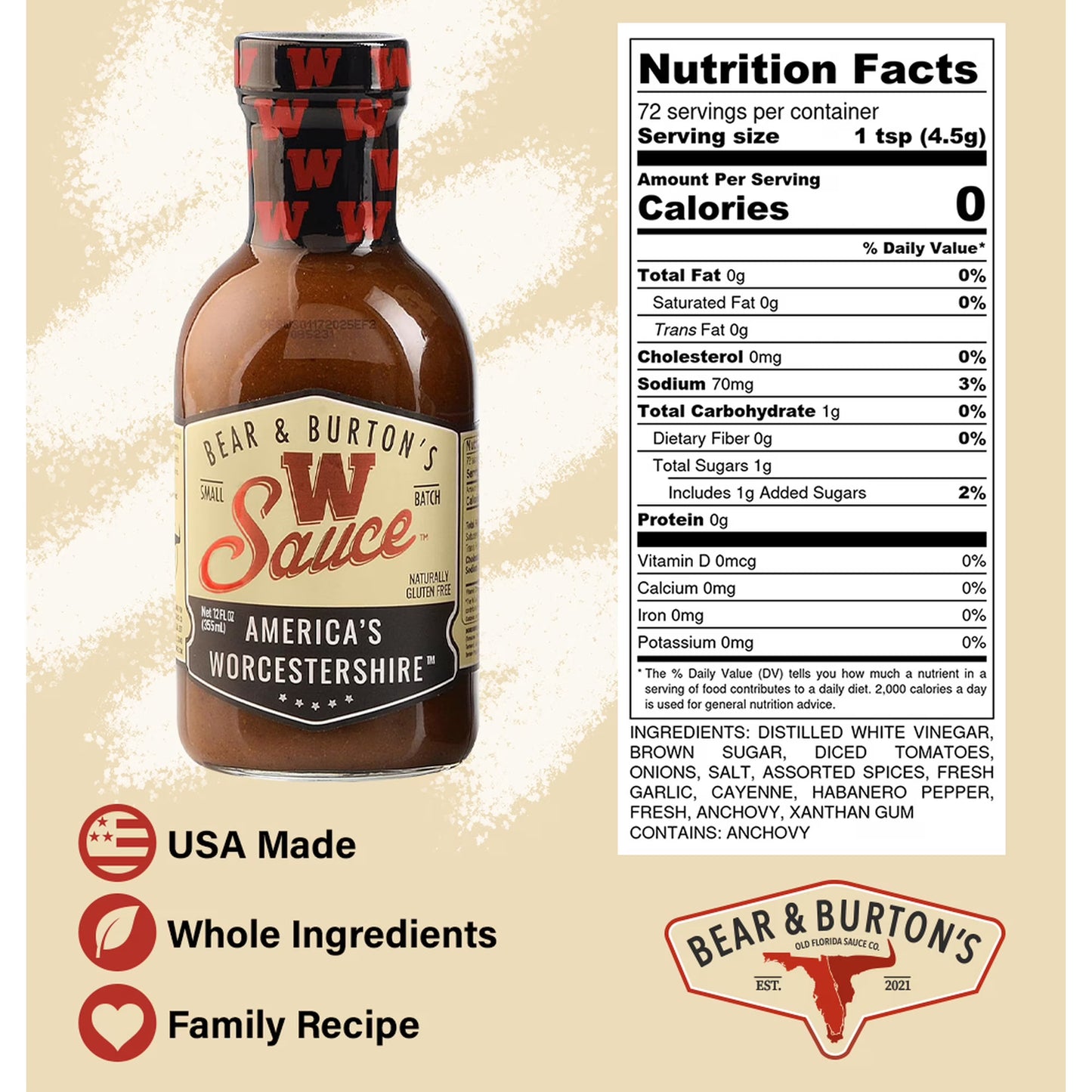 Bear and Burton's W Sauce | Distinctive Worcestershire Sauce Blend | Perfect for Steaks, Dressings & Marinades | 12 Oz - Pack of 2