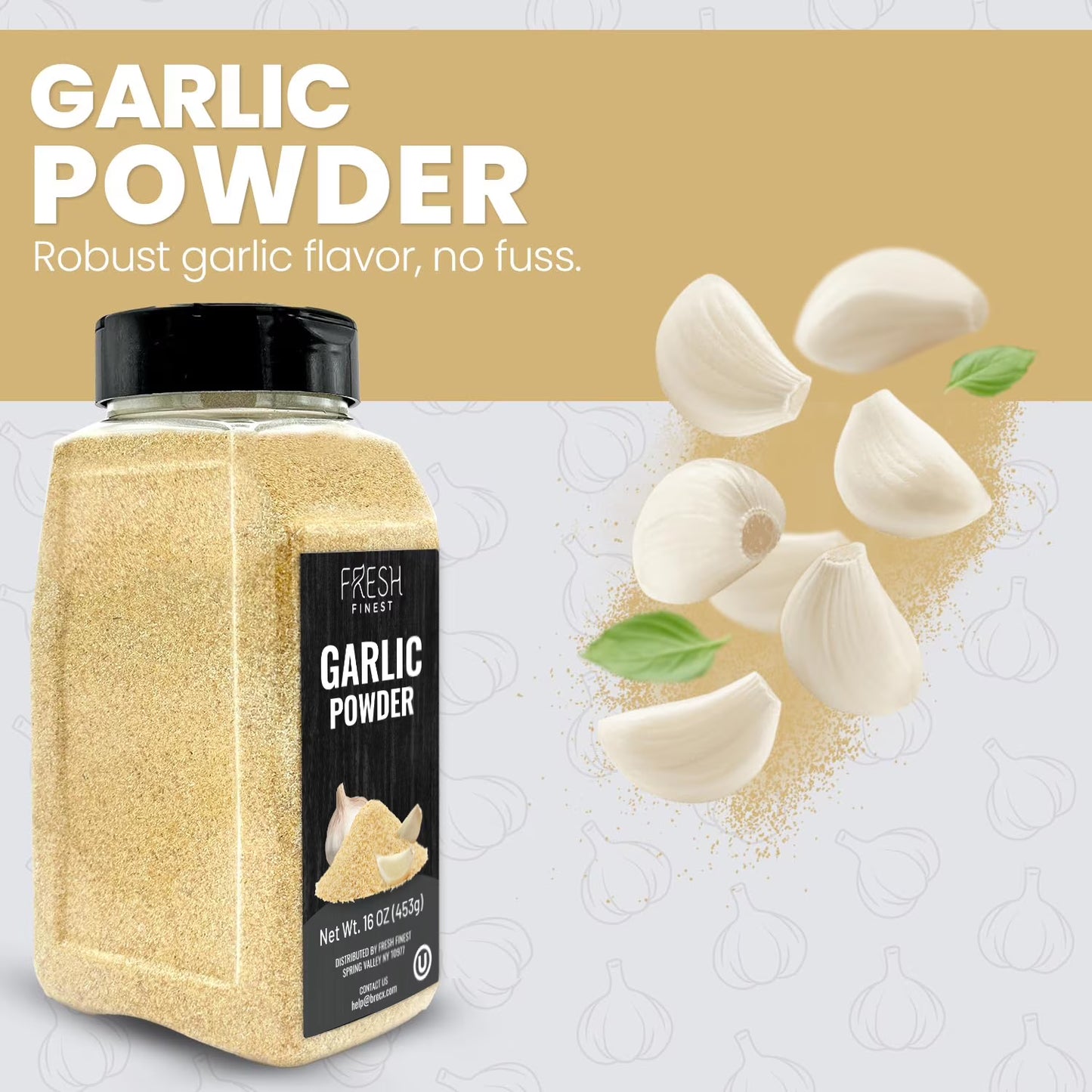Premium Garlic Powder - 16 oz Bottle - 100% Pure, Non-GMO, Gluten-Free, Ground Garlic Spice for Cooking