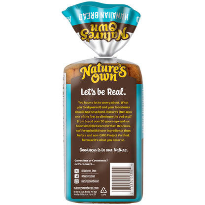 Nature's Own Hawaiian, Non-GMO Small Loaf Bread, Sandwich Bread, 12 oz Loaf