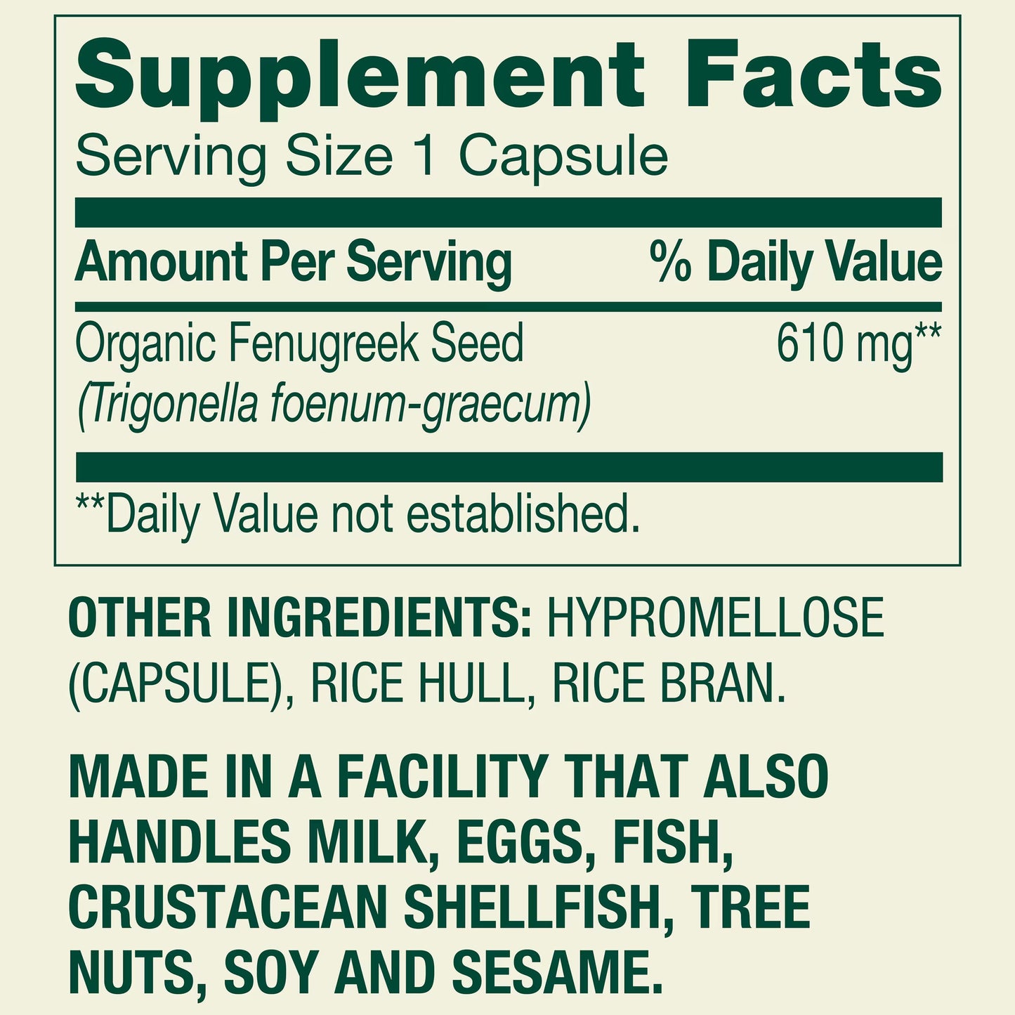 (3 pack) Spring Valley Fenugreek Dietary Supplement Vegetarian Capsules for General Wellness, 610 mg, 100 Count