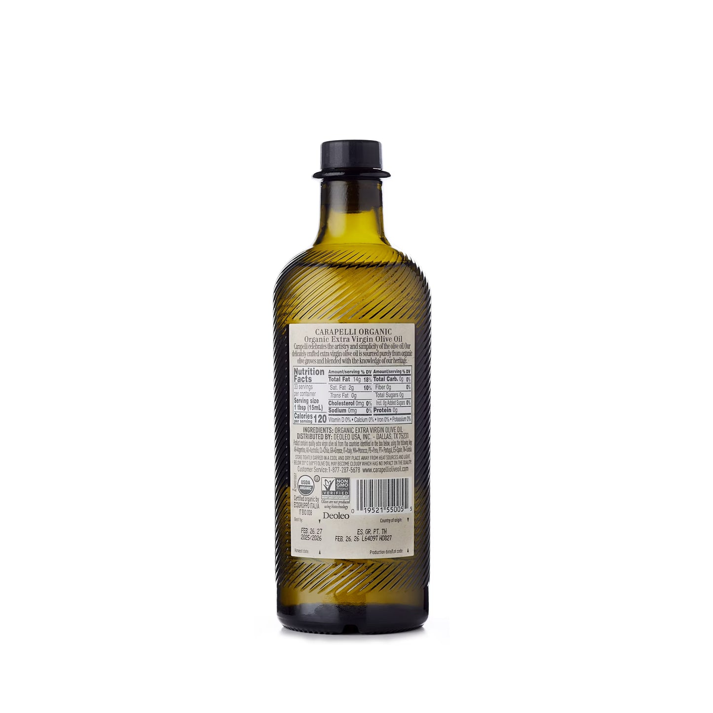 Carapelli Organic Extra Virgin Olive Oil, Cold Extracted, Contains Polyphenols and Antioxidants, 16.9 oz