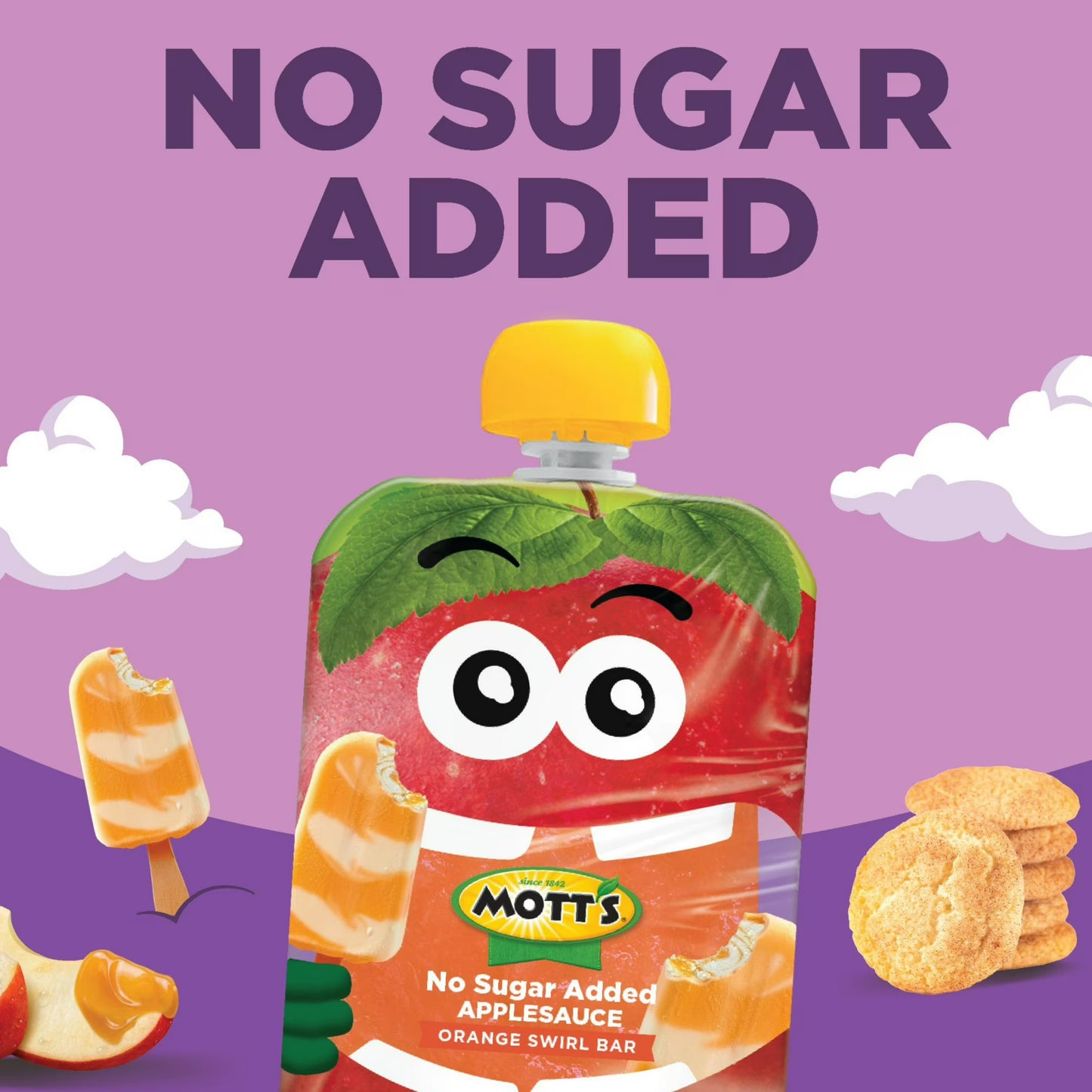 Mott’s No Sugar Added Dessert Dreamland Applesauce Variety Pack, 3.2 oz, 12 Count Clear Pouches