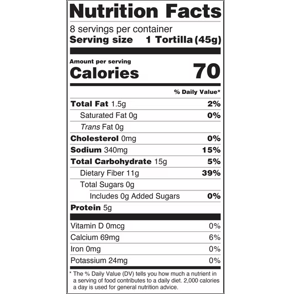 Ole Mexican Foods Xtreme Wellness High Fiber Spinach & Herbs Soft Taco Tortilla Wraps, 12.7 oz, 8 Count