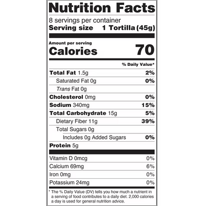 Ole Mexican Foods Xtreme Wellness High Fiber Spinach & Herbs Soft Taco Tortilla Wraps, 12.7 oz, 8 Count