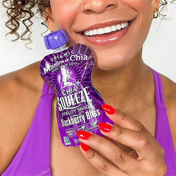 (2 pack) Mamma Chia Chia Squeeze Vitality Snack - Blackberry Bliss, 3.5 Ounce Pouches, 4 Count