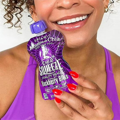 (2 pack) Mamma Chia Chia Squeeze Vitality Snack - Blackberry Bliss, 3.5 Ounce Pouches, 4 Count