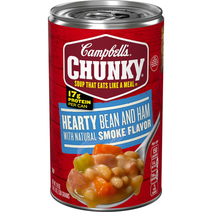 (2 pack) Campbell’s Chunky Soup, Ready to Serve Hearty Bean Soup with Ham, 19 oz Can