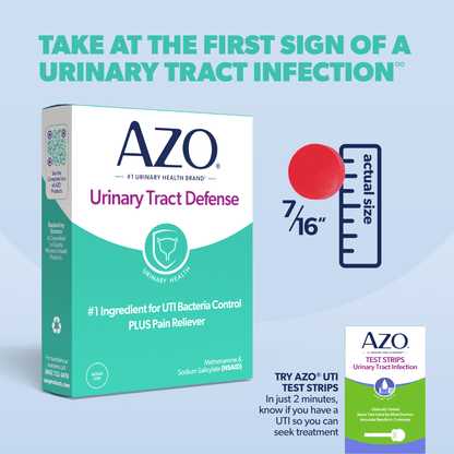 AZO Urinary Tract Defense Tablets, Antibacterial Protection & Pain Relief for UTI Infection Control, FSA/HSA Eligible, 24 Count