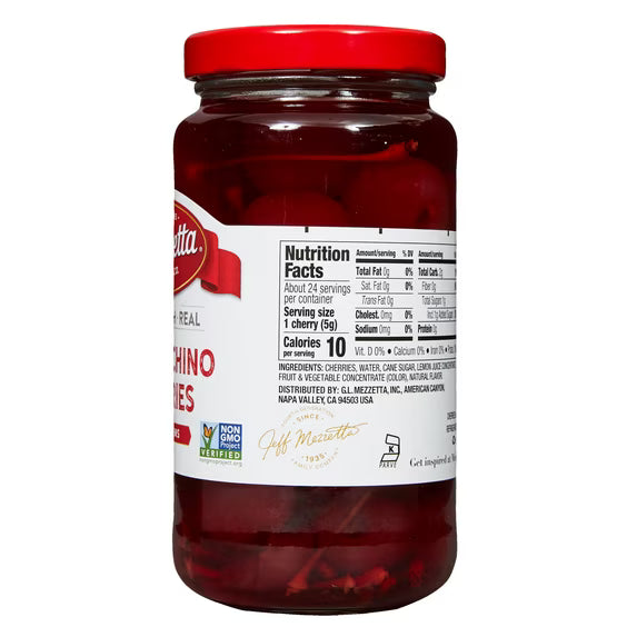 Mezzetta Maraschino Cherries with Stems, 11 oz Jar