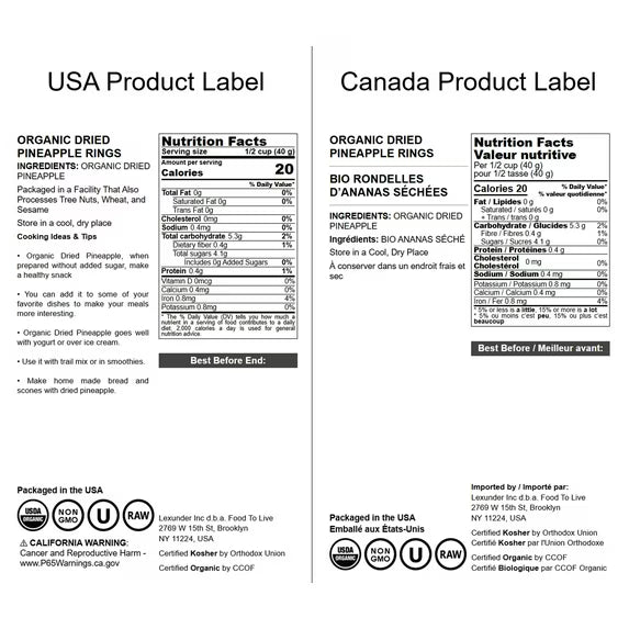 Organic Dried Pineapple Rings, 0.5 Pounds — Non-GMO, Kosher, Raw, Vegan — by Food to Live