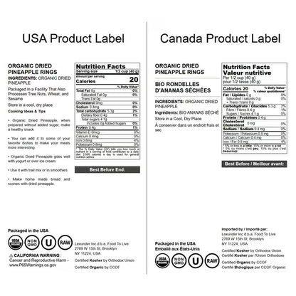 Organic Dried Pineapple Rings - Kosher, Non-GMO, Unsulfured, Unsweetened, Bulk, 1 Pound - by Food to Live