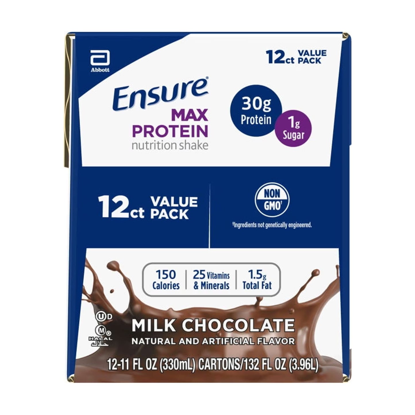 Ensure Max Protein Shake, 30g Protein, Milk Chocolate, 11 fl oz, 12 Pack