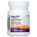 (3 pack) Equate Children's Pain Reliever/Fever Reducer Ibuprofen Chewable Tablets, Grape Flavor, 100 mg, 24 Count