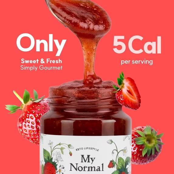 My Normal Low Calorie Strawberry Jam - Diabetic-Friendly, Strawberry 50% Fruit Jelly with Allulose, Keto & Zero Sugar Jam - Only 4 Ingredients, No Artificial Additives (320g, 11.28 oz)