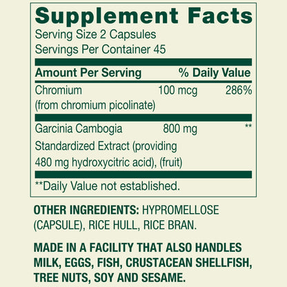 Spring Valley Garcinia Cambogia Dietary Supplement Vegetarian Capsules for Weight Management Support, 800 mg, 90 Count