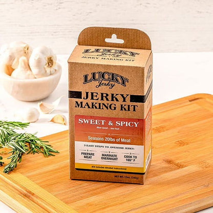 Lucky Jerky DIY Sweet & Spicy Seasoning Kit - Makes 20lbs of Jerky, Perfect for Slab & Stick Styles