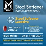 Member's Mark Stool Softener Softgels, 100 mg Docusate Sodium, 600 ct.