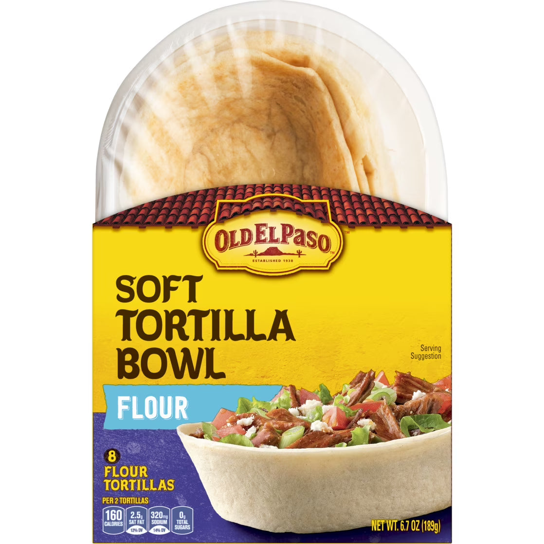 (4 pack) Old El Paso Soft Tortilla Bowls, Flour, 8 Count., 6.7 oz.