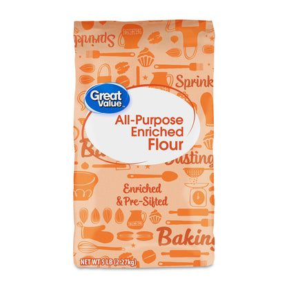 (4 pack) Great Value All-Purpose Unbleached Flour, 5 lb Bag