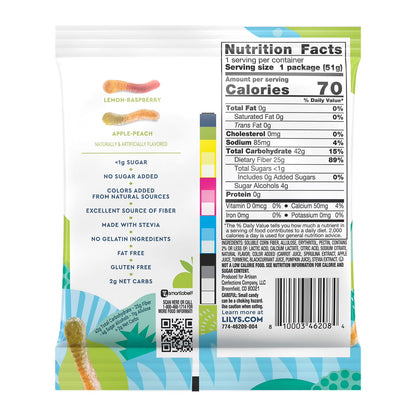 Lily's Assorted Fruit Flavored No Sugar Added Sour Gummy Worms, Bag 1.8 oz