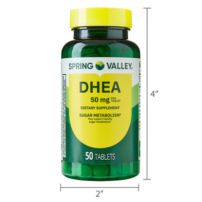 Spring Valley DHEA 50mg Tablets, Dietary Supplement, 50 Count