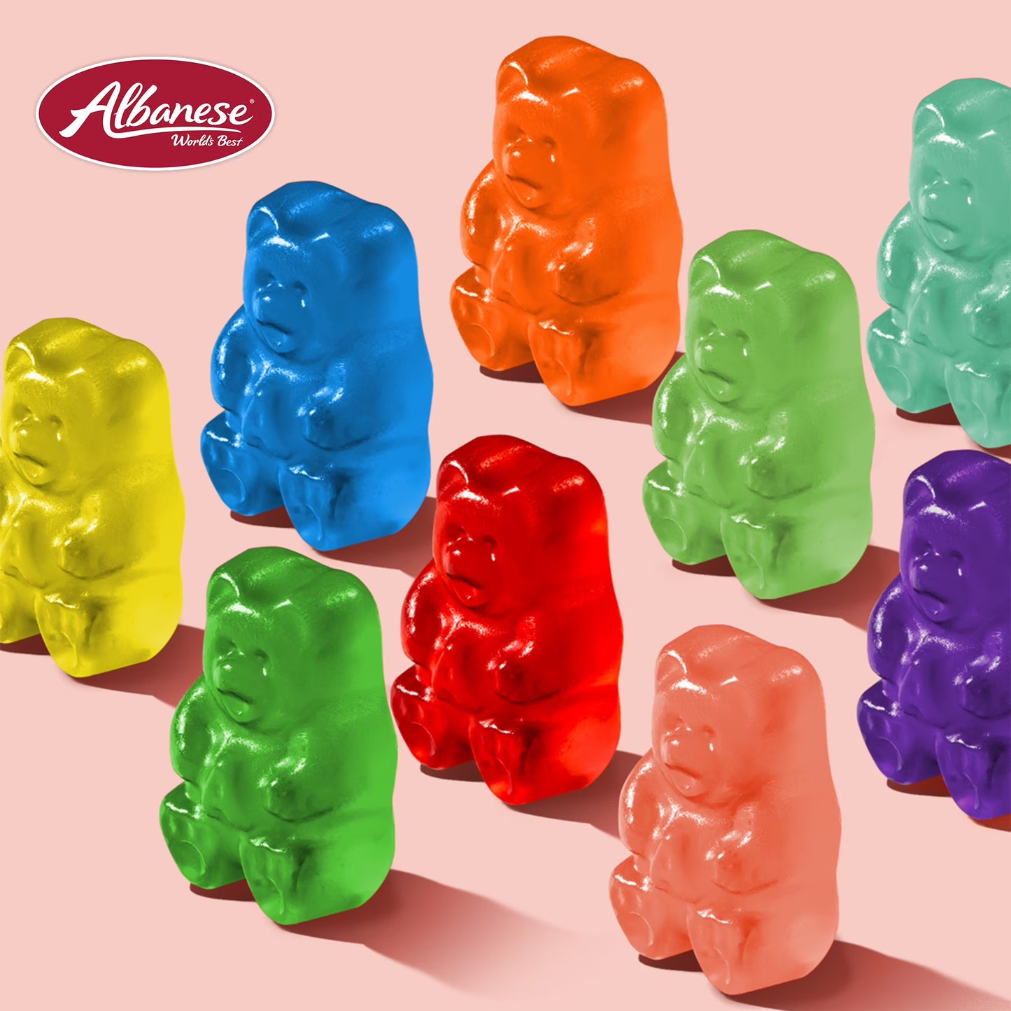 (6 pack) Albanese World’s Best 12 Flavor Gummi Bears, 7.5oz Regular Size, Gluten Free