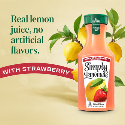 Simply Lemonade with Strawberry Bottle, 52 fl oz