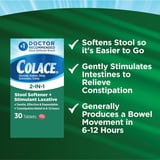 Colace 2-in-1 Stool Softener Plus Stimulant Laxative Tablets, 30 Count