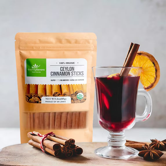 Organic Ceylon cinnamon sticks 3" (1 oz), True Cinnamon, Premium Grade, Harvested & Packed from a USDA Certified Organic