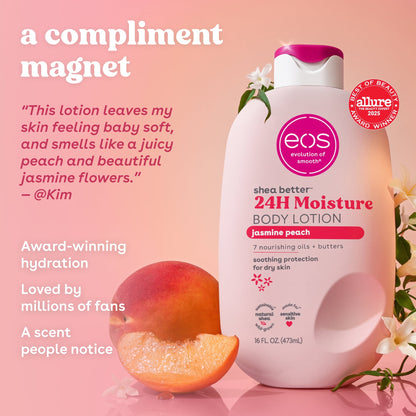 (3 pack) eos Shea Better Body Lotion - Jasmine Peach, 16 fl. Oz.