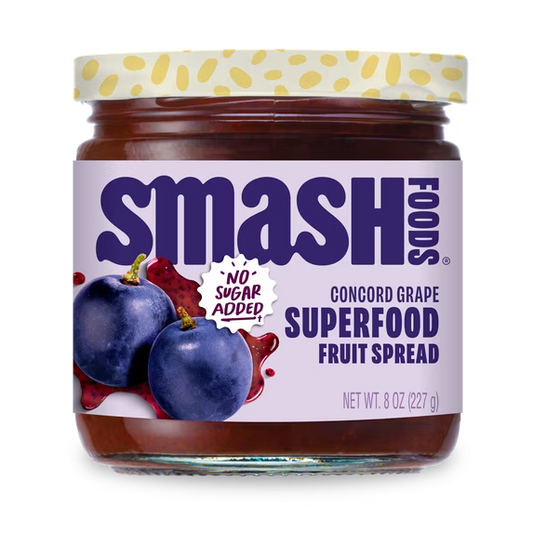 (3 pack) Smash Foods, Grape Jam, No Sugar Added, Low-Calorie, Vegan (1 Jar)