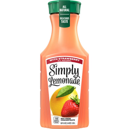 Simply Lemonade with Strawberry Bottle, 52 fl oz
