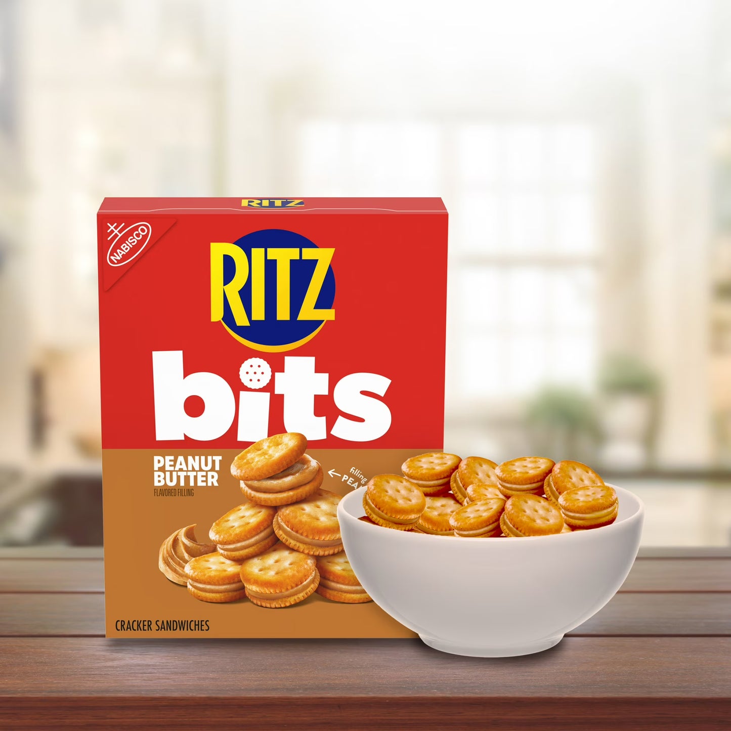 RITZ Bits Peanut Butter Sandwich Crackers, Snacks for Kids and Adults, Lunch Snacks, 8.8 oz