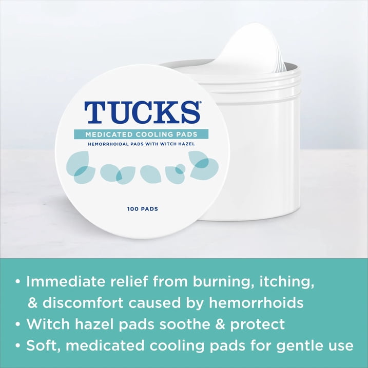 TUCKS Medicated Pads with Witch Hazel for Hemorrhoid Relief, 100 Count