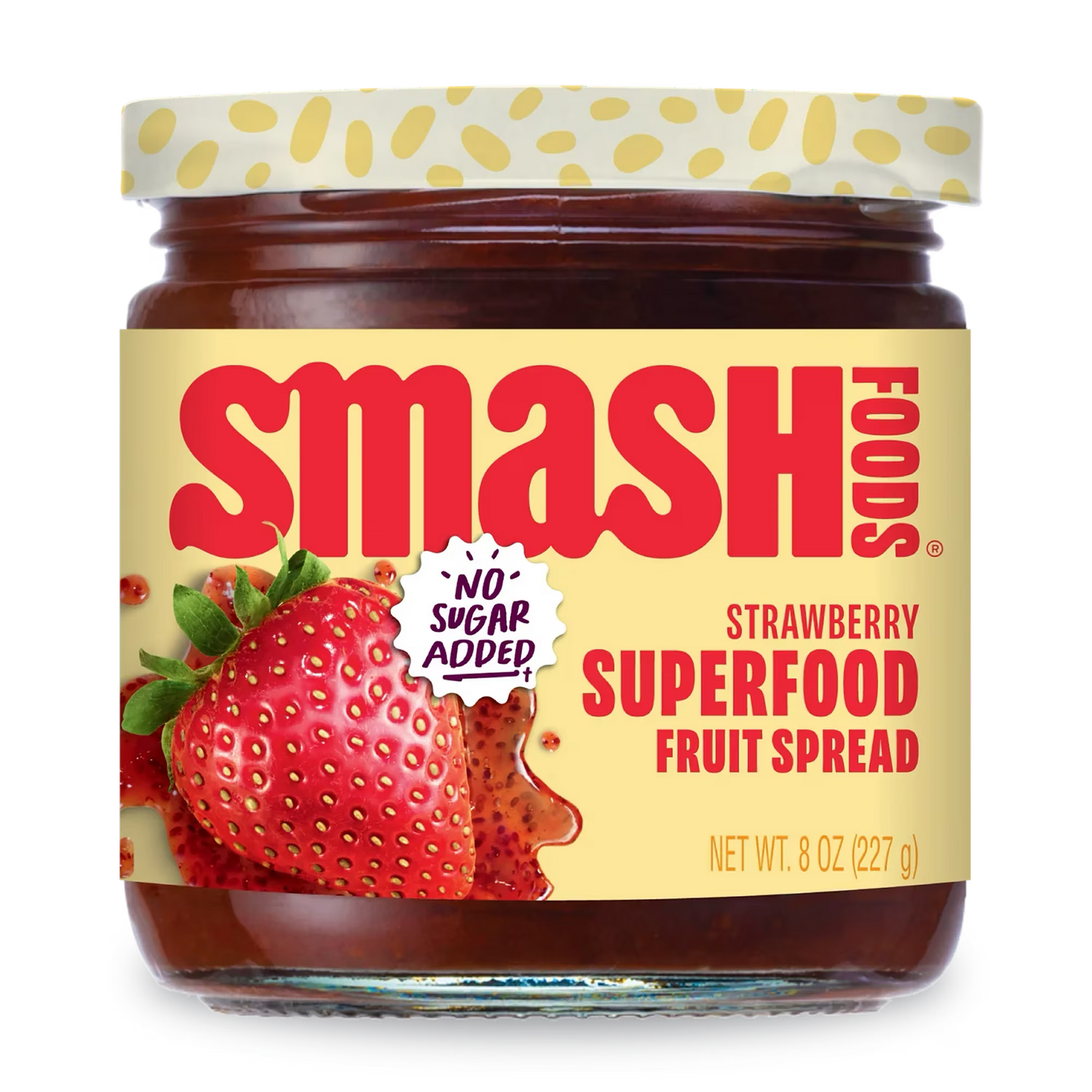 (3 pack) Smash Foods, Strawberry Jam, No Sugar Added, Low-Calorie, Vegan (1 Jar)