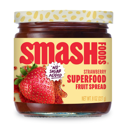 (3 pack) Smash Foods, Strawberry Jam, No Sugar Added, Low-Calorie, Vegan (1 Jar)