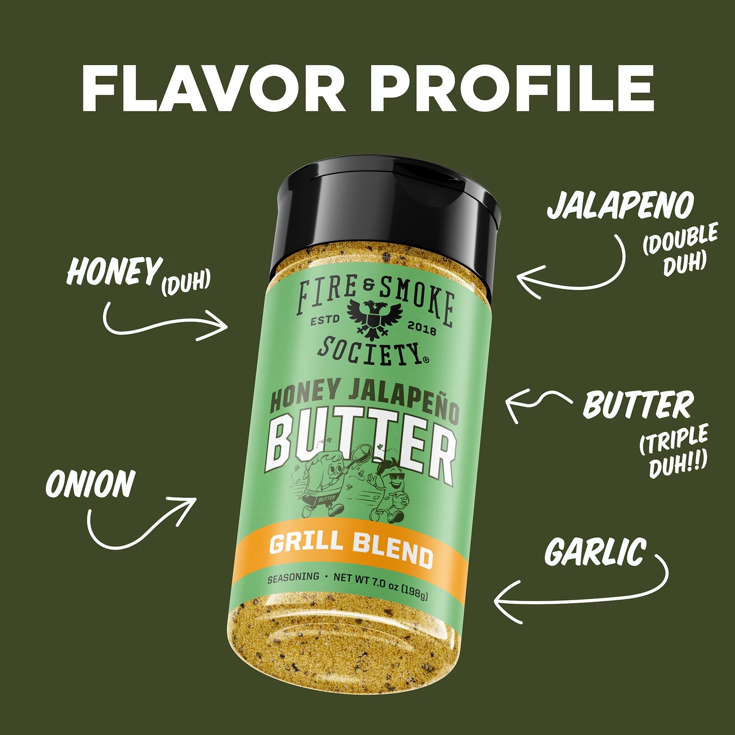 Fire & Smoke Society Honey Jalapeno Butter Seasoning, 7 oz Mixed Spices & Seasonings